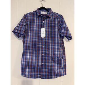 NWT Hart Schaffner Marx Performance Plaid Button Down UPF M